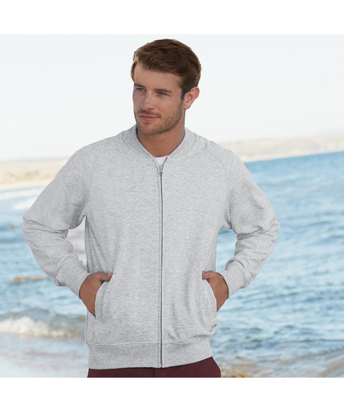 Plain Lightweight baseball sweatshirt jacket Fruit Of  The Loom 240 GSM